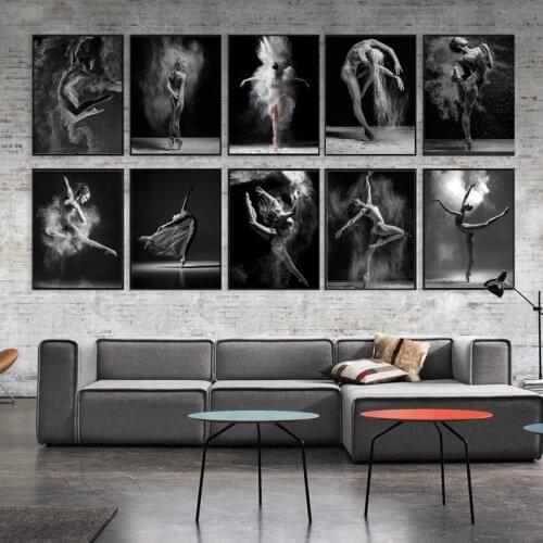 Black and White Ballet Dancer Canvas Painting Elegant Ballerina Pose Print Poster Wall Art Picture Dance Room Home Decor Cuadros