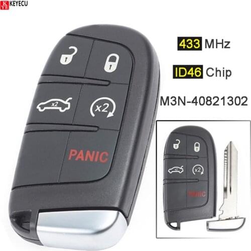KEYECU 433MHz ID46 Chip M3N-40821302 Replacement 4+1 5 Button Smart Remote Key Fob for Chrysler Dodge Charger Journey Challenge