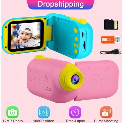 Prograce 12MP Kids Video Camera Toy Children Digital Photo Child Girls Toys Gift for Girl Vlog Mini Kid