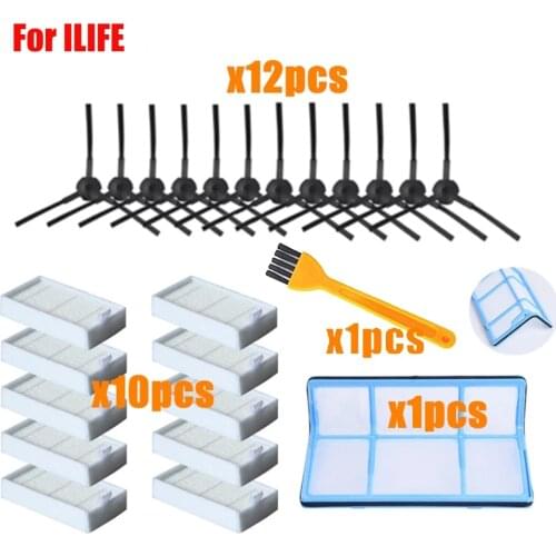 Primary Dust Filter Side Brush Efficient HEPA Filter For ILIFE v5 v5s V3 V3s v5pro V50 V55 x5 v5s pro Robot Vacuum Cleaner Parts