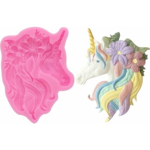 Unicorn Shape Cake Mold Fondant Cake 3D Food Grade Silicone Mould DIY Baking Tools Sugar Lace Molds Chocolate Moulds