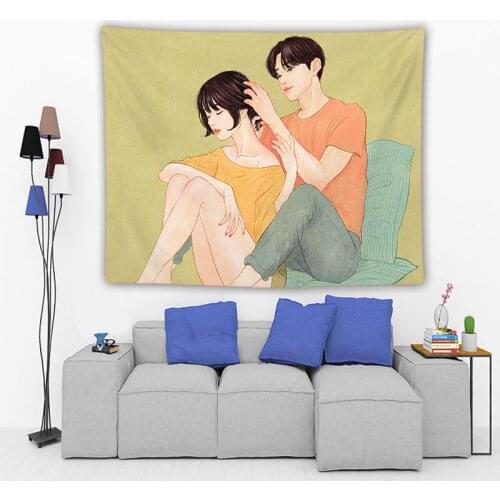 Tapestry Folklore Nostalgic Style Hand-Painted Girl B&B Modern Home Decoration Living Room Study Photo Shoot Background Cloth