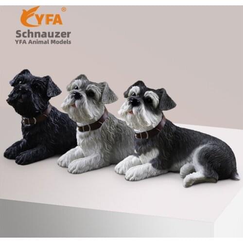 JJM Miniature Schnauzer Dog Pet Figure Canidae Animal Car Decor Collector Toy PVC Model Educational for Children Adults KidsGift