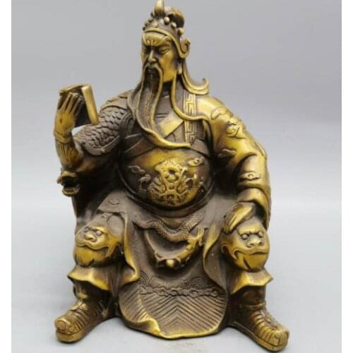 China brass guanyu night read spring and autumn crafts statue