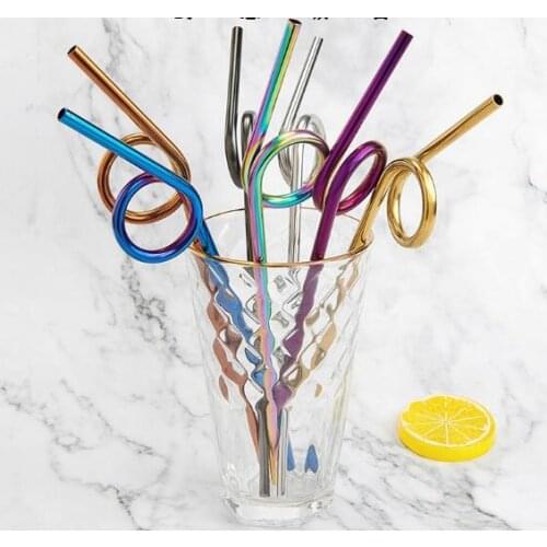 304 stainless steel creative straw color metal beverage coffee milk tea straw
