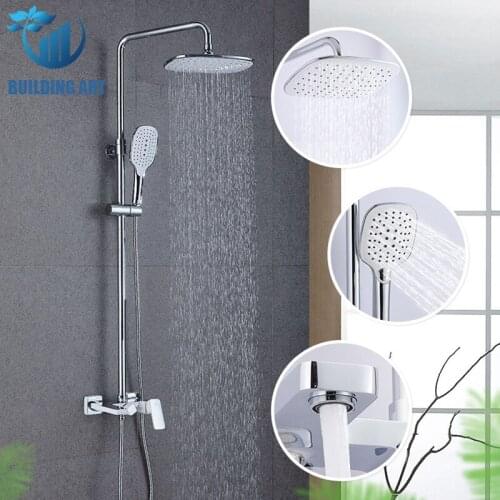 Brass White Chrome Rain Shower Faucet Bathroom Faucet Shower Mixer Crane Rotatble Spout Faucet Shower Taps Hot Cold Mixer Crane