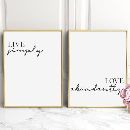 Motivational Painting on The Wall Inspirational Wall Art Print Quote Live Simply Love Abundantly Office Christian Picture Poster