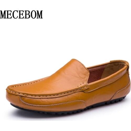 Men Casual Boat Shoes Brown Slip-on Split Leather Men Loafers Plus Size 47 Comfortable Driving Business Formal shoes male 2028m