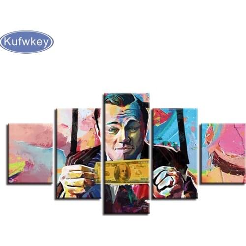 DIY 5D diamond painting Poster No Frame 5 Pieces Abstract Graffiti U.S.Dollar Money Painting diamond embroidery home decor