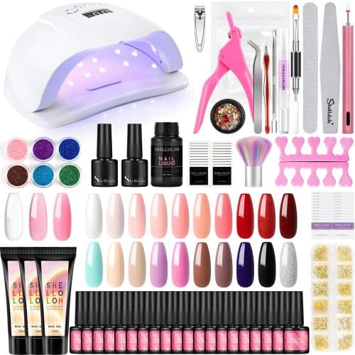 SHELLOLOH Professional Manicure Set Nail Kit With UV LED Lamp Gel Nail Polish Tools All For Manicure Nails Art Decorations