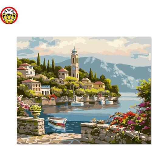 Painting by numbers art paint by number DIY decoration living room bedroom sofa background famous painting seaside scenery