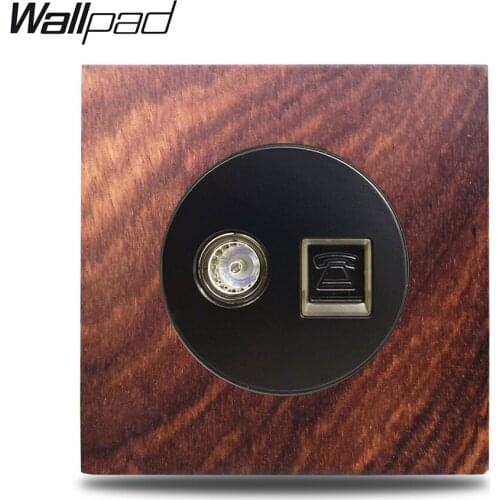 Wallpad L6 Genuine Wood Panel TV Television & TEL Telephone RJ11 Socket Wall Wiring Outlet