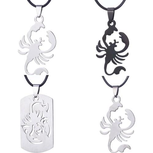 Stainless steel Scorpion Chain Necklace Hollow Out Silver Charm Punk Pendant Necklaces Men Women Hip Hop Jewelry Gift