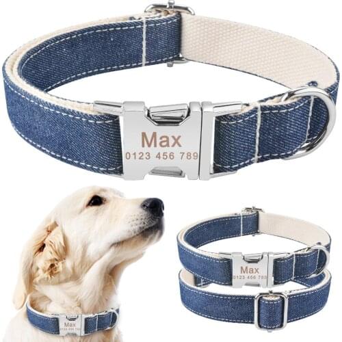 Personalized Dog Collar Floral Custom Engraved Name Metal Buckle Pet Puppy Tag