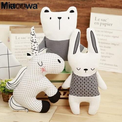 1pc Nordic Style Rabbit Unicorn Bear Pillow Cushion Toys, Cotton Animal Plush Toys, Childrens Toys, Baby Room Decoration Gifts