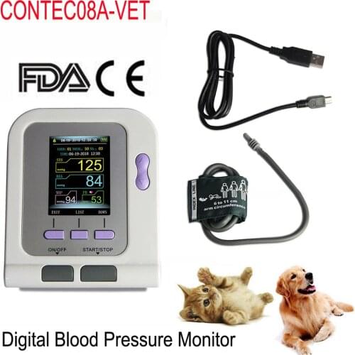 08A-VET Blood Pressure Monitor Portable Veterinary Digital Animal Electronic Sphygmomanomete PR Pulse Tester 6-11cm Cuff