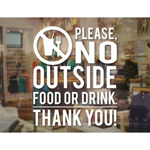 Please No OUTSIDE Food Or Drink Store Business Sign - Vinyl Decal For Window Door Restaurant Business Sticker Sale NW12