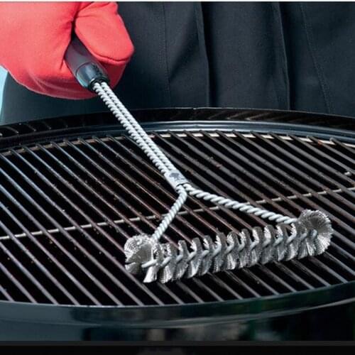 Stainless Steel Barbecue Grill Cleaning Brush Wire Cleaner Outdoor BBQ Clean Tool Accessories with Handle