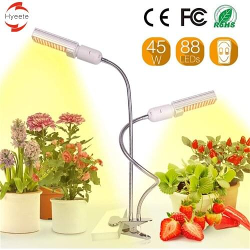 LED Grow Light for Indoor Plants Full Spectrum Grow Lamp Dual Head Gooseneck Professional for Seedling Growing Blooming Fruiting
