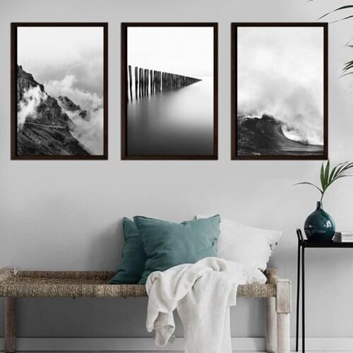 SVITY Nordic Style Posters And Prints Mountain Black And White Canvas Art Painting Wall Pictures for Home Decoration FA702