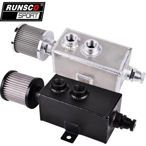 Universal Car 1L Aluminum Oil Catch Can Tank Fuel Tank With Breather & Filter Drain Tap With Oil Filter AN10 Fitting