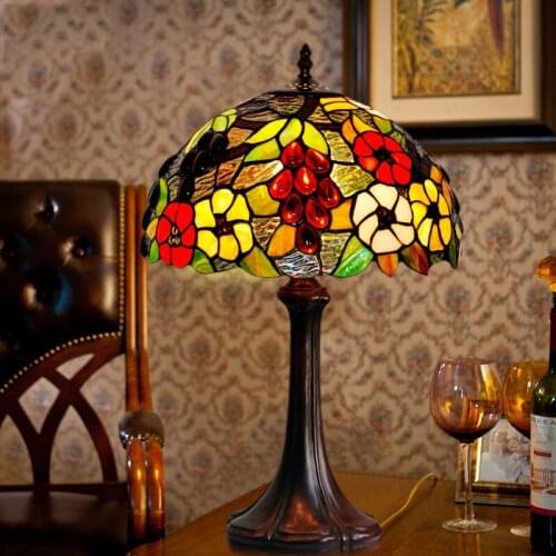 Stained Glass Grape Nordic Table Lamp Home Art Deco Led Bedside Lamp Bedroom Lamp For Table Lamp Light Office Desk Study Reading