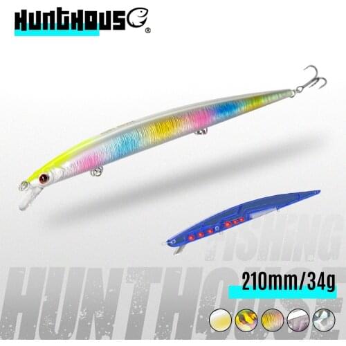 Hunthouse hard fishing lure long casting jerk minnow floating pesca jerkbaits body steel stainless hardcore 210mm/34 trolling