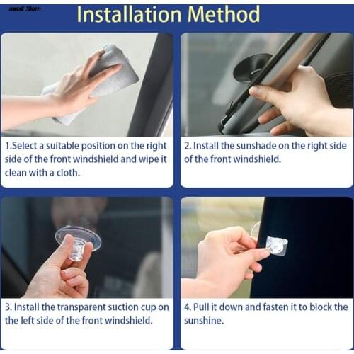 1PC Fixed suction cupCar Windshield Sunshade Cover Automatic Retractable Sunblind Sun Protection for Car Front Window Windshield