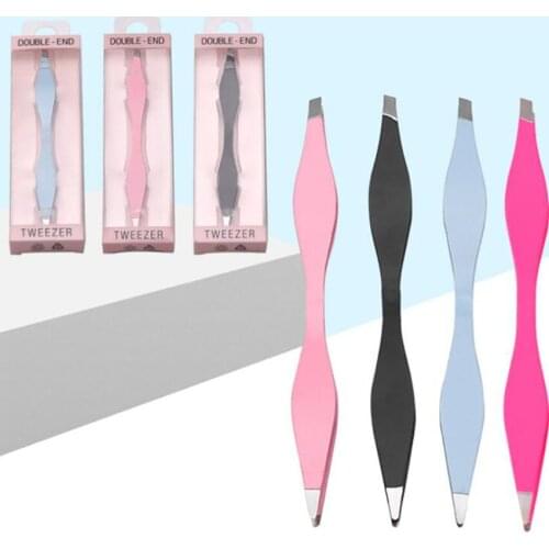 1Pc Eyebrow Tweezers Beauty Trimming Brow Oblique Clip Professional Double Head Eyebrow Curler Styling Clips Makeup Tools