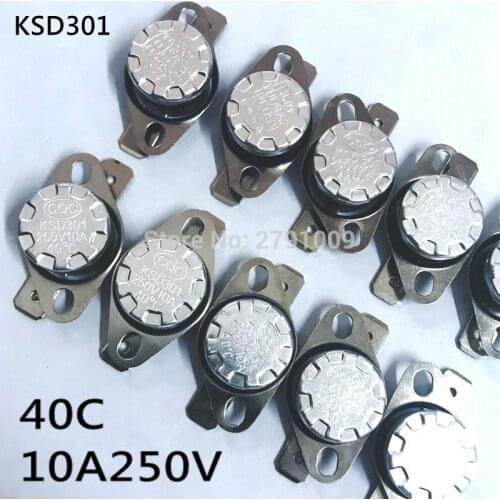 10PCS KSD301 40C NC NO 10A 250V Normally Closed Normally Open 40 Degrees NO Constant Temperature Temperature Control Switch FUSE