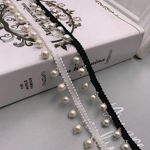 10Yards Pearl Fringe Beaded Lace Trim Garment Dress Tassel Lace Decoration Shoes Ornaments Ethnic Hanging Bead Curtain Sewing
