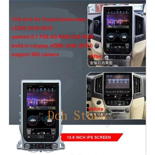 13.6'' tesla style PX6 Android 9.0 Car DVD GPS Navigation RADIO for TOYOTA LAND CRUISER LC200 2016-2018 IPS CARPLAY STEREO BT5.0