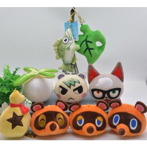 20/Lot Animal Crossing Tom Nook Timmy Tommy Turnip Bell Bag Leaf Fish Raymond Marshal 10-15CM Plush Keychain Stuffed Toys