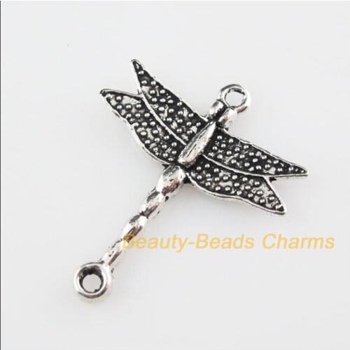 25Pcs Tibetan Silver Color Animal Dragonfly Charms Pendants Connectors 23x27.5mm