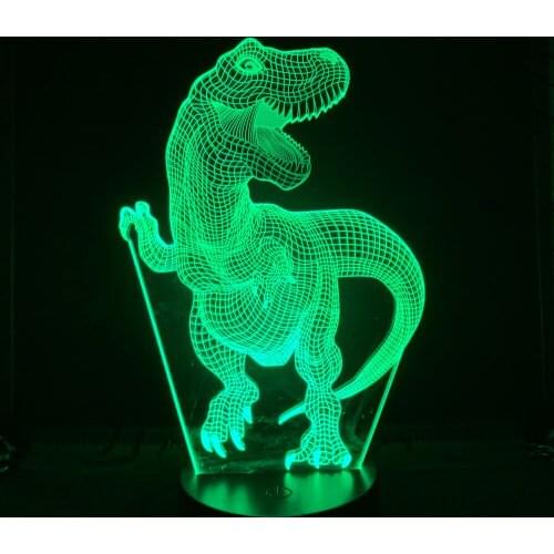 3D Lamp Battery Powered Unique Jurassic Park Awesome 7 Colors with Remote Decoration Bedside 3D Illusion LED Night Light Lamp