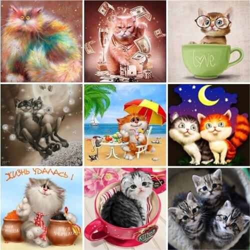 5D DIY Cartoon Diamond Painting Cat Butterfly Full Square/Round Drill Mosaic Diamond Embroidery Cross Stitch Home Decor Gift