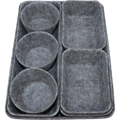 8pcs/set Grey Storage Drawer Storage Box Storage Trays Clothing Organizer Holder Felt Cloth Container for Bedroom Living Room