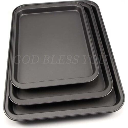 Non Stick Pizza Pan Cake Mold Carbon Steel Rectangle Plate Tray Bakeware Kitchen Baking Tools Drop Shipping