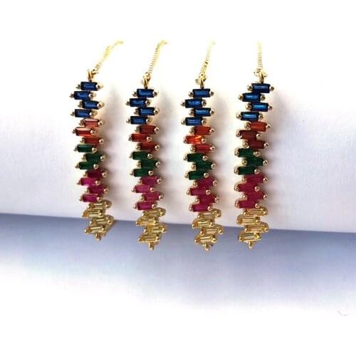 5Pcs Rainbow cubic Zircon Curved Bar Connector Bracelets,Colorful CZ Stone micro pave bracelet fashion female lady jewelry BG302