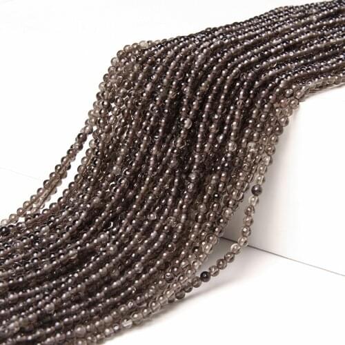 3 mm Polished Smoky Quartz Beads 15.5" Spinels Grade AA Labradorite Drilled Strand Beads For DIY Making Jewelry Accessory Earing