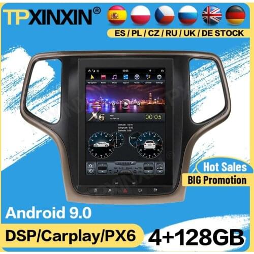 Carplay Tesla 128G Radio Android For Jeep Grand Cherokee 2010 2011 2012 2013 2014 2015 2016 2017 2018 GPS Player Audio Head Unit