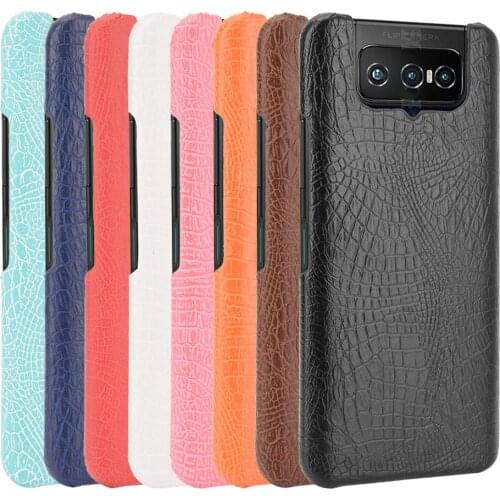 For Asus Zenfone 7 ZS670KS Crocodiel Texture PU Leather Back Hard Plastic Cover For Asus Zenfone 7 Pro ZS671KS Case