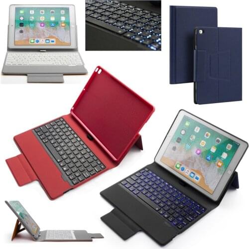 Russian/Hebrew/Spanish 7 Color LED Backlight Wireless Bluetooth Keyboard Skin Case For Apple iPad 9.7 2018/2017/Pro 9.7/Air/Air2