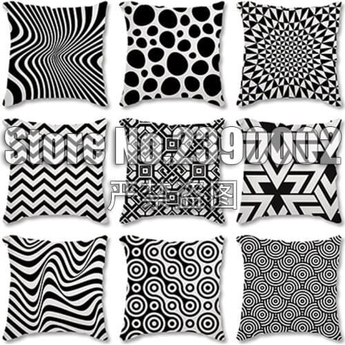 Black Cushion Cover flax Geometric pillow cover decorative Pillow Home Decoration Throw Pillowcase Party Office Sofa Car Cushion
