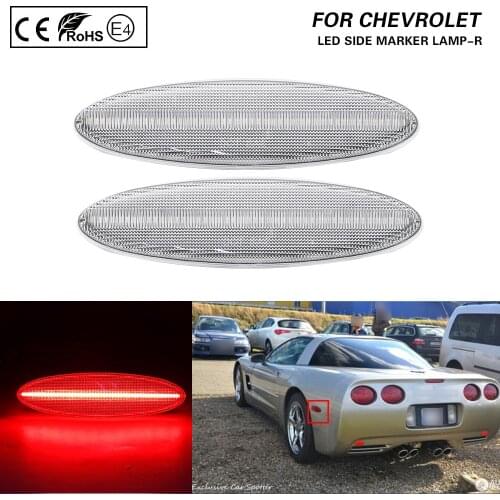 For Chevy Chevrolet Corvette C5 1997 1998 1999 2000 2001 2002 2003 2004 LED Rear Red Side Marker Lamp Light Clear lens 2X