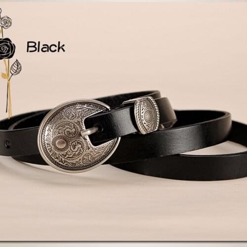Ancients Big Buckle Thin knot belt Genuine Leather Belt For Women Female Cowskin Leather Belts Dress accessories