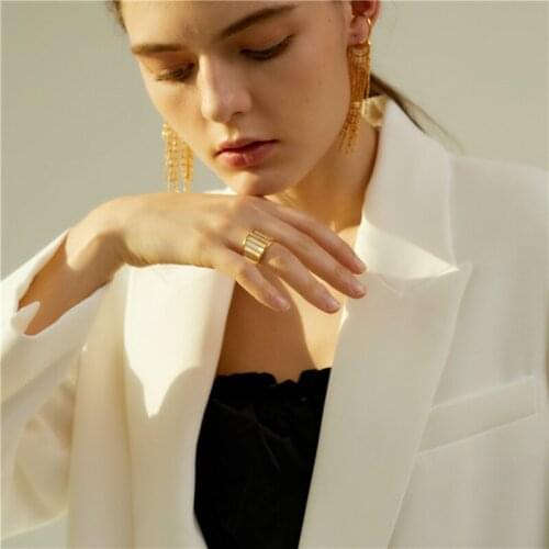 Timeless Wonder Titanium Geo Shell Statement Rings Stainless Steel Jewelry Women Punk Goth Designer Ins Kpop Party Trendy 6524