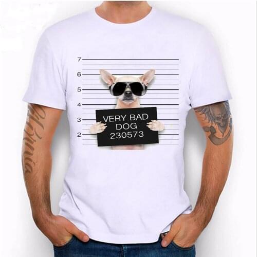 New Summer Mens Short Sleeve French Bulldog Design T Shirt Prison Police Bad Dog T-Shirt Casual Tops Boy Tees Man Shirts