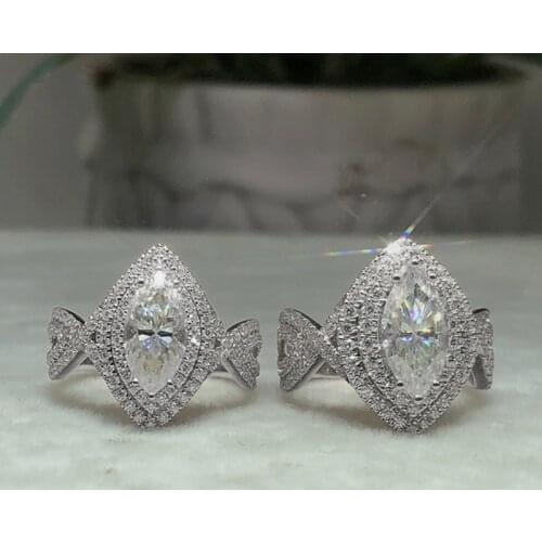 Huitan Fancy Twist Design Women Rings with Marquise Cubic Zirconia Luxury Wedding Engagement Female Ring Party Statement Jewelry