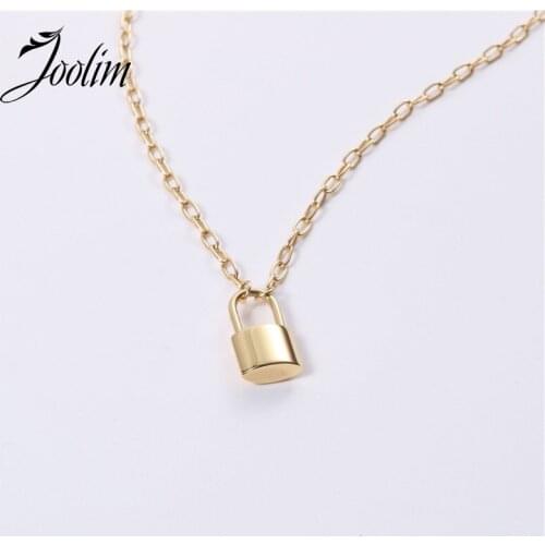 Joolim High Quality PVD Gold Finish Padlock Pendant Stainless Steel Necklace